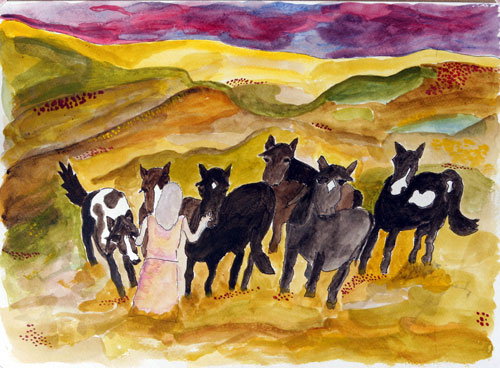 Leaning Horses