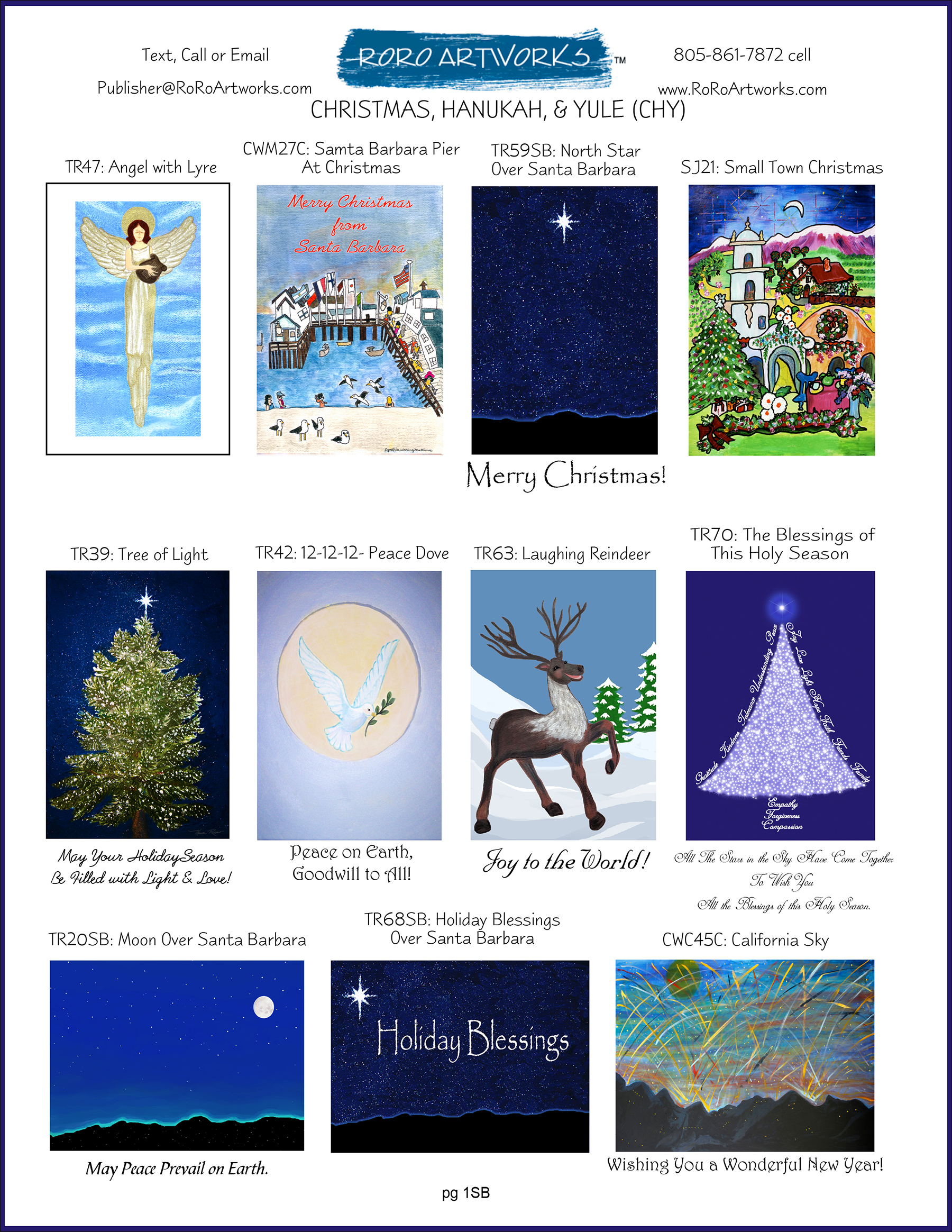 RoRo Artworks Holiday Cards pg 1 Santa Barbara