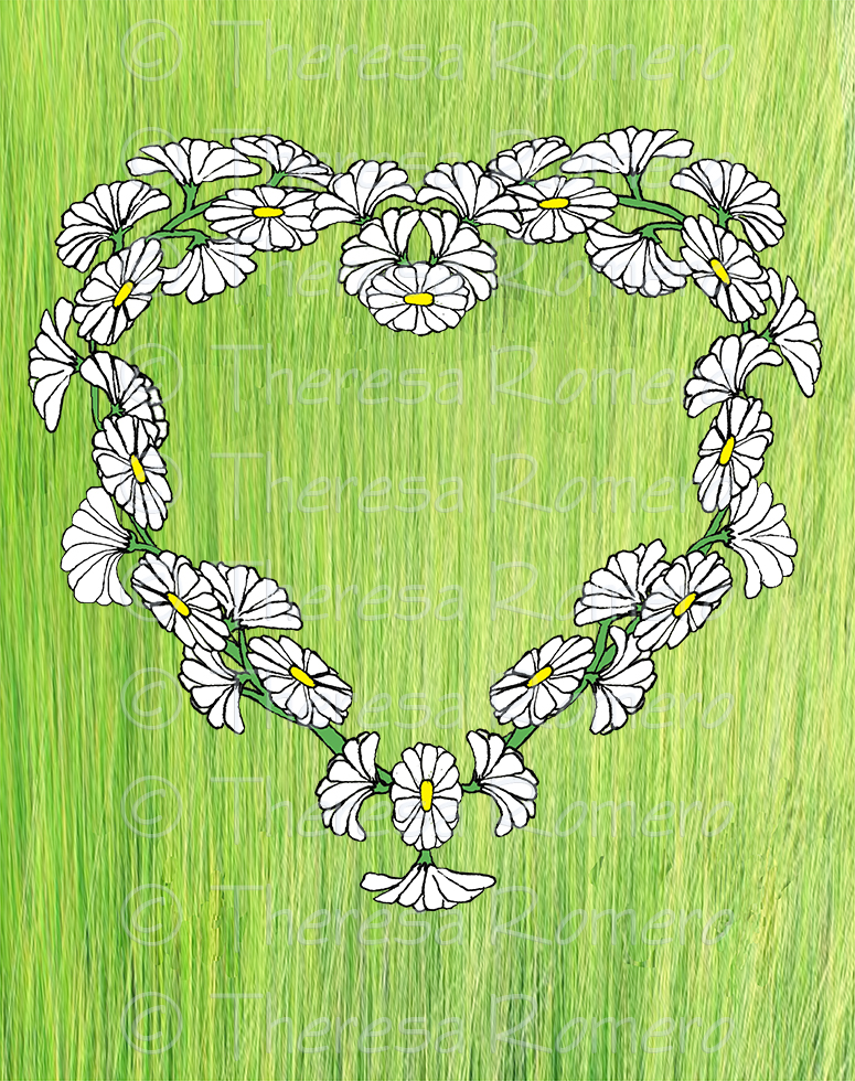 TR78W: White Daisy Chain Heart